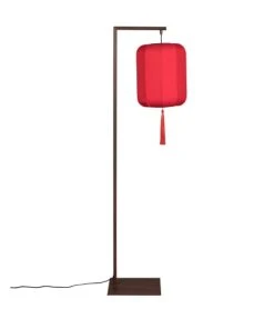 Dutchbone Lampadaire Style Lanterne Japonaise Rouge
