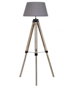 Wadiga Lampadaire Trépied Bois Abat-jour Noir H144cm -Boutique Belamp lampadaire trepied bois abat jour gris fonce h144cm trepied
