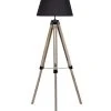 Wadiga Lampadaire Trépied Bois Abat-jour Noir H144cm