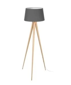 Altobuy Lampadaire Trépied En Bois Et Abat-jour Tissu Taupe -Boutique Belamp lampadaire trepied en bois et abat jour tissu taupe clayton