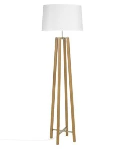 Maisons Du Monde Lampadaire Trépied En Chêne Et Abat-jour Blanc H160