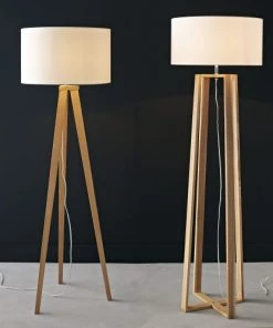 Maisons Du Monde Lampadaire Trépied En Frêne Avec Abat-jour En Coton Blanc H156 -Boutique Belamp lampadaire trepied en frene avec abat jour en coton blanc h156 1000 11 1 154694 8