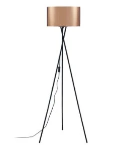 Altobuy Lampadaire Trépied En Métal Noir Abat-jour Pvc Cuivré -Boutique Belamp lampadaire trepied en metal noir abat jour pvc cuivre wesley