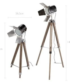 Rendez Vous Déco Lampadaire Trépied Industriel Pieds En Bois Et Tête En Métal -Boutique Belamp lampadaire trepied industriel pieds en bois et tete en metal 2