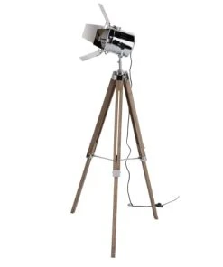 Rendez Vous Déco Lampadaire Trépied Industriel Pieds En Bois Et Tête En Métal
