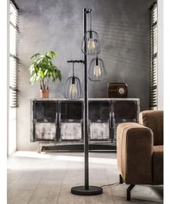Lampea Lampadaire Vintage En Métal Gris Ancien 3 Lampes -Boutique Belamp lampadaire vintage en metal gris ancien 3 lampes 2