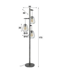 Lampea Lampadaire Vintage En Métal Gris Ancien 3 Lampes -Boutique Belamp lampadaire vintage en metal gris ancien 3 lampes 3