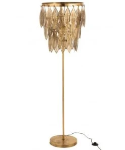 LANADECO Lampe Sur Pied Feuilles Métal Or H141cm