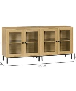 HOMCOM Lot De 2 Buffets - 2 X 2 Portes Vitrines Verre Avec étagères -Boutique Belamp lot de 2 buffets 2 x 2 portes vitrines verre avec etageres 1