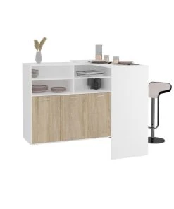 CALICOSY Meuble Multifonctions Buffet Et Table Bar - L124,1 Cm - Marron 8 CALICOSY Meuble Multifonctions Buffet Et Table Bar - L124,1 Cm - Marron -Boutique Belamp meuble multifonctions buffet et table bar l124 1 cm marron 3