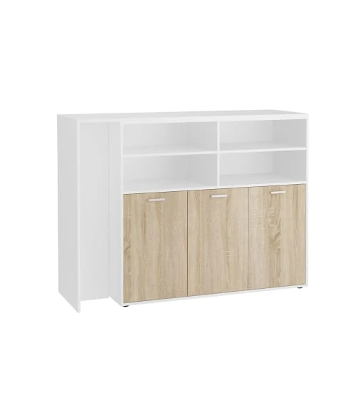 CALICOSY Meuble Multifonctions Buffet Et Table Bar - L124,1 Cm - Marron 1 CALICOSY Meuble Multifonctions Buffet Et Table Bar - L124,1 Cm - Marron