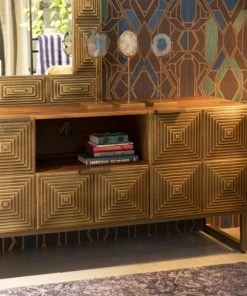 Dutchbone Meuble TV En Bois Or -Boutique Belamp meuble tv en bois or 2