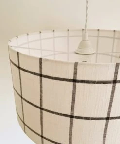 Belamp Suspension En Tissu Blanc à Carreaux Noirs - Diamètre 20 Cm -Boutique Belamp suspension en tissu blanc a carreaux noirs diametre 20 cm 3
