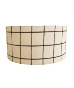 Belamp Suspension En Tissu Blanc à Carreaux Noirs - Diamètre 35 Cm