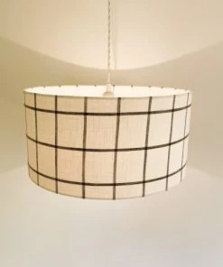 Belamp Suspension En Tissu Blanc à Carreaux Noirs - Diamètre 45 Cm -Boutique Belamp suspension en tissu blanc a carreaux noirs diametre 45 cm 2